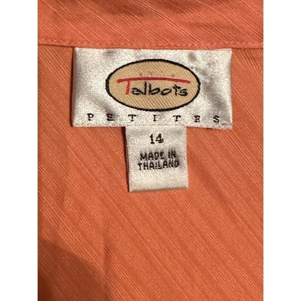 Talbots Petites Peachy Orange Long Sleeve Button Down Shirt Size 14 - Picture 3 of 8